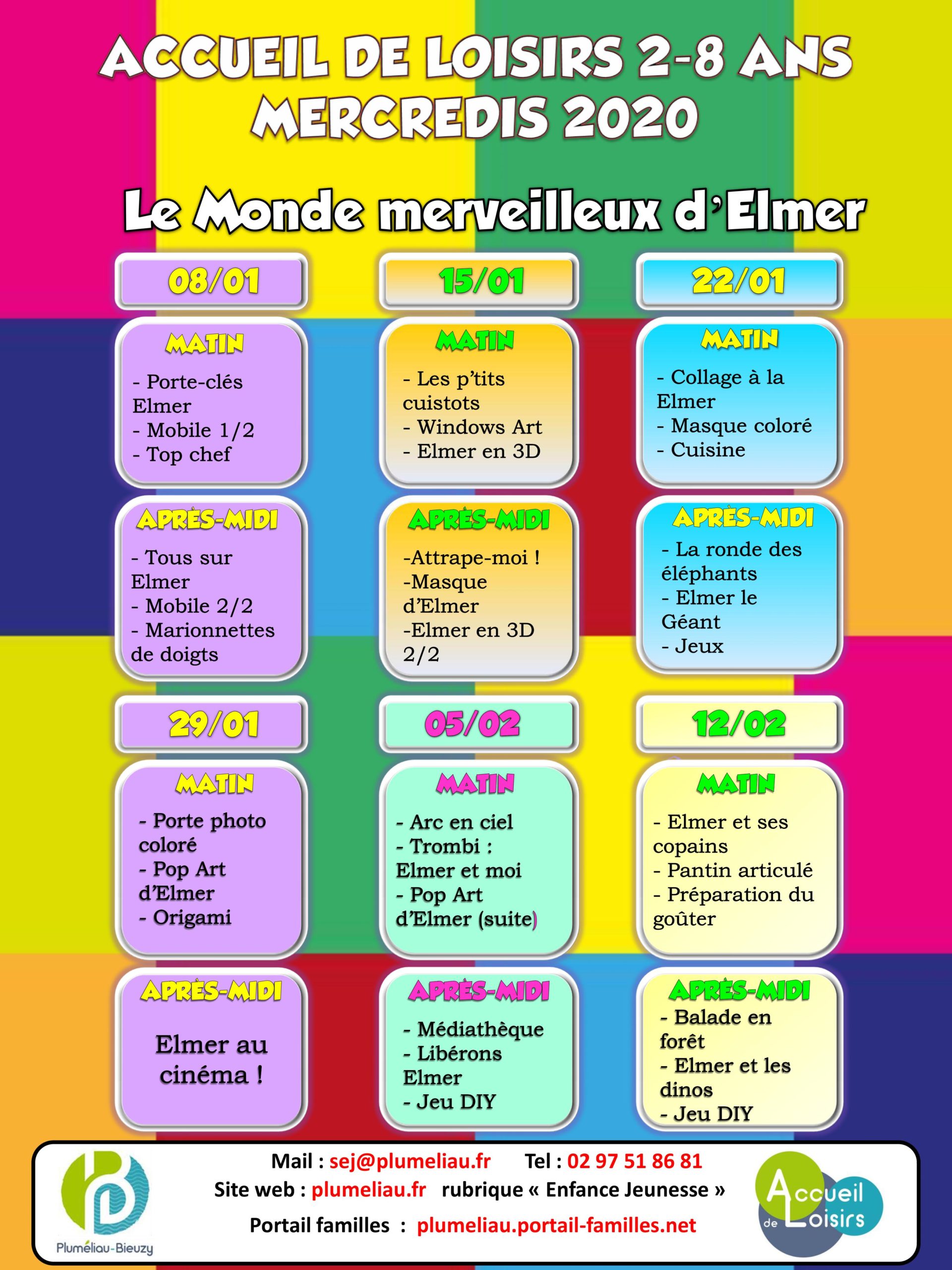 Accueil de loisirs – Programme des mercredis 2-8 ans de janvier et février