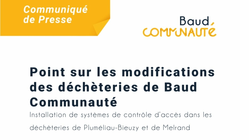 Baud Communauté : installation de systèmes de contrôle d’accès dans les déchèteries de Pluméliau-Bieuzy et de Melrand