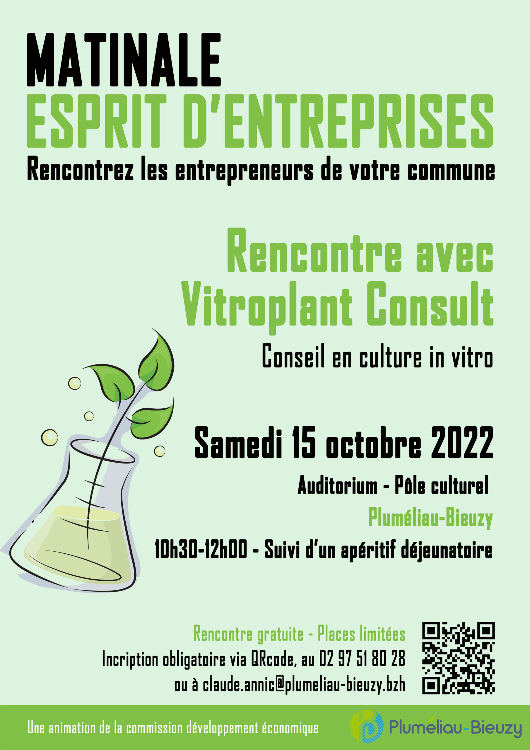 Matinale Esprit d’entreprises du 15 octobre 2022 – Rencontre avec Vitroplant Consult