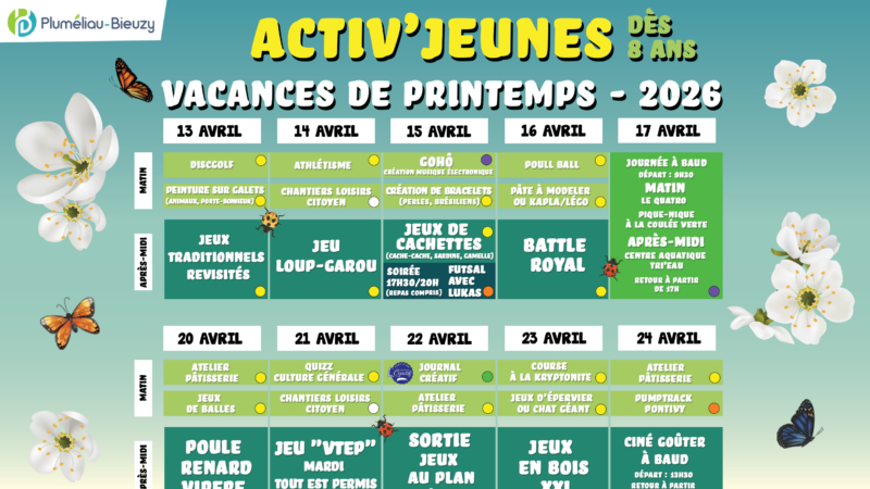 Programme des vacances 8-17 ans